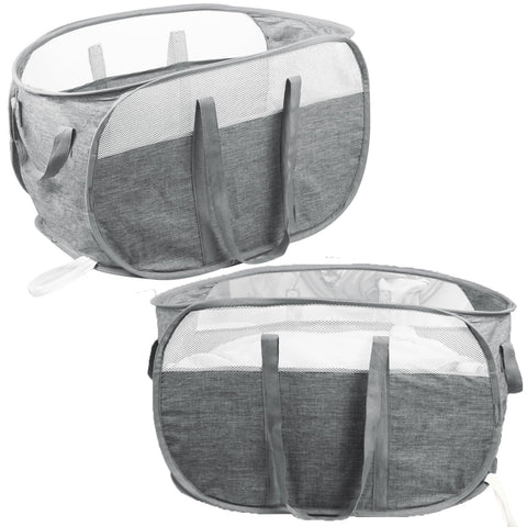BATTOO collapsible laundry basket gray front view showing spacious opening for sorting