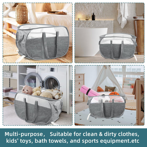 BATTOO gray laundry basket large opening ready for laundry