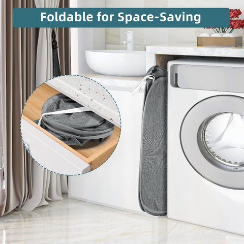 BATTOO pop-up hamper gray used for clothes storage and organization
