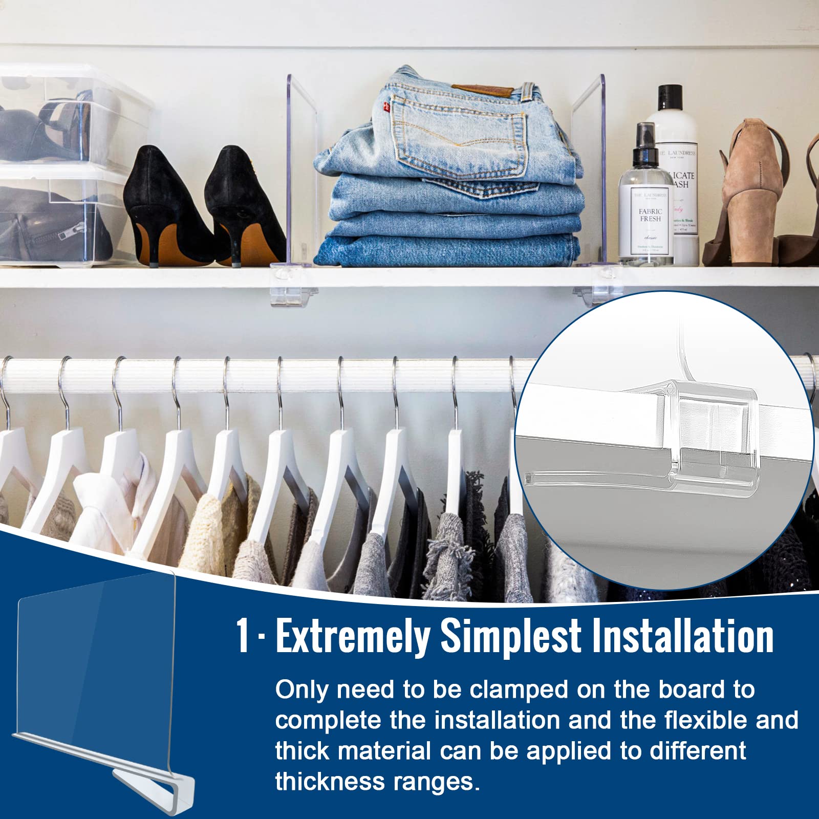 BAUMFEUER clear shelf divider in bathroom shelf for neat organization