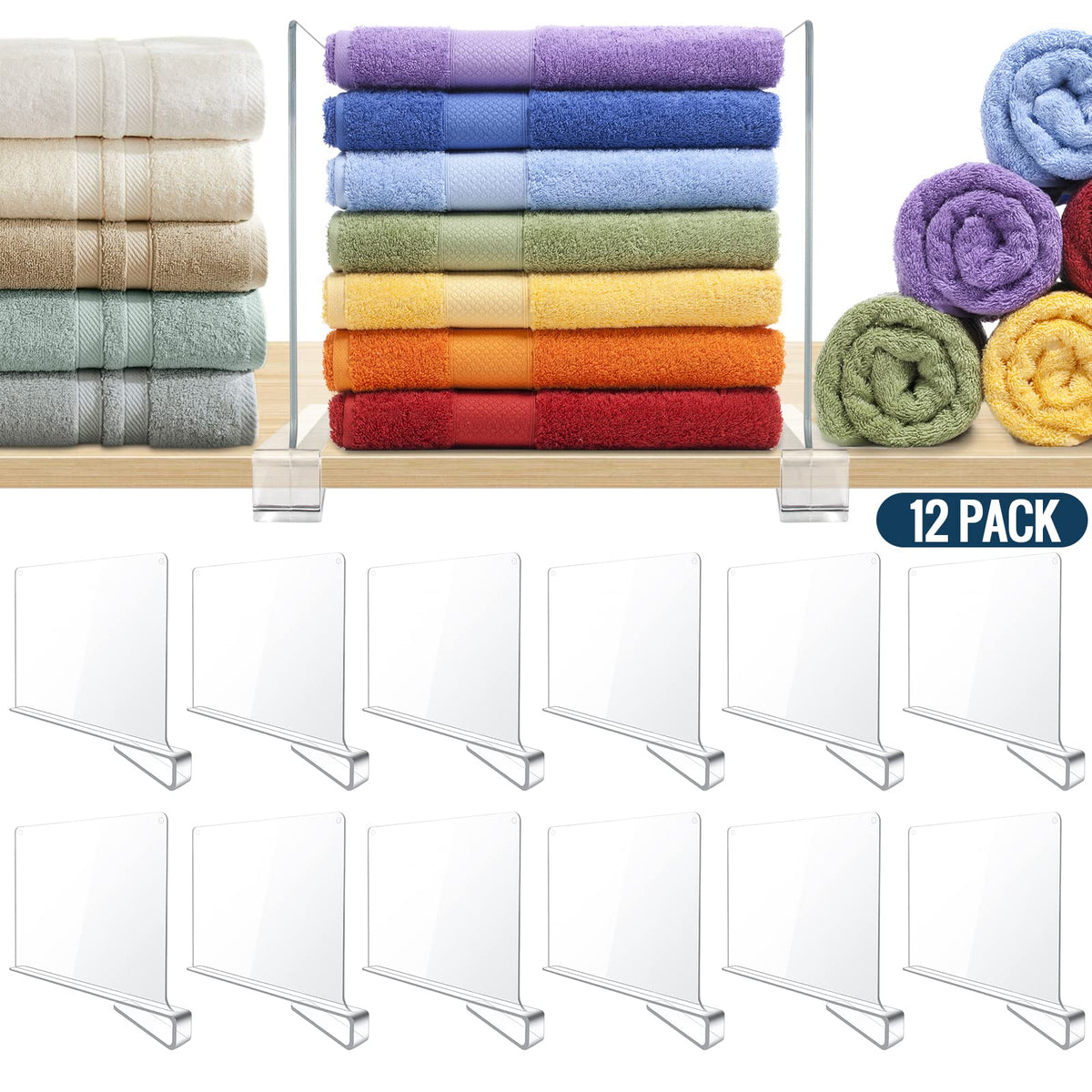 BAUMFEUER clear shelf divider in closet setup for instant visibility