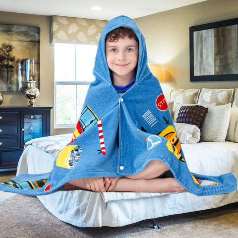 Bavilk kids hooded towel for after-bath or post-swim use.