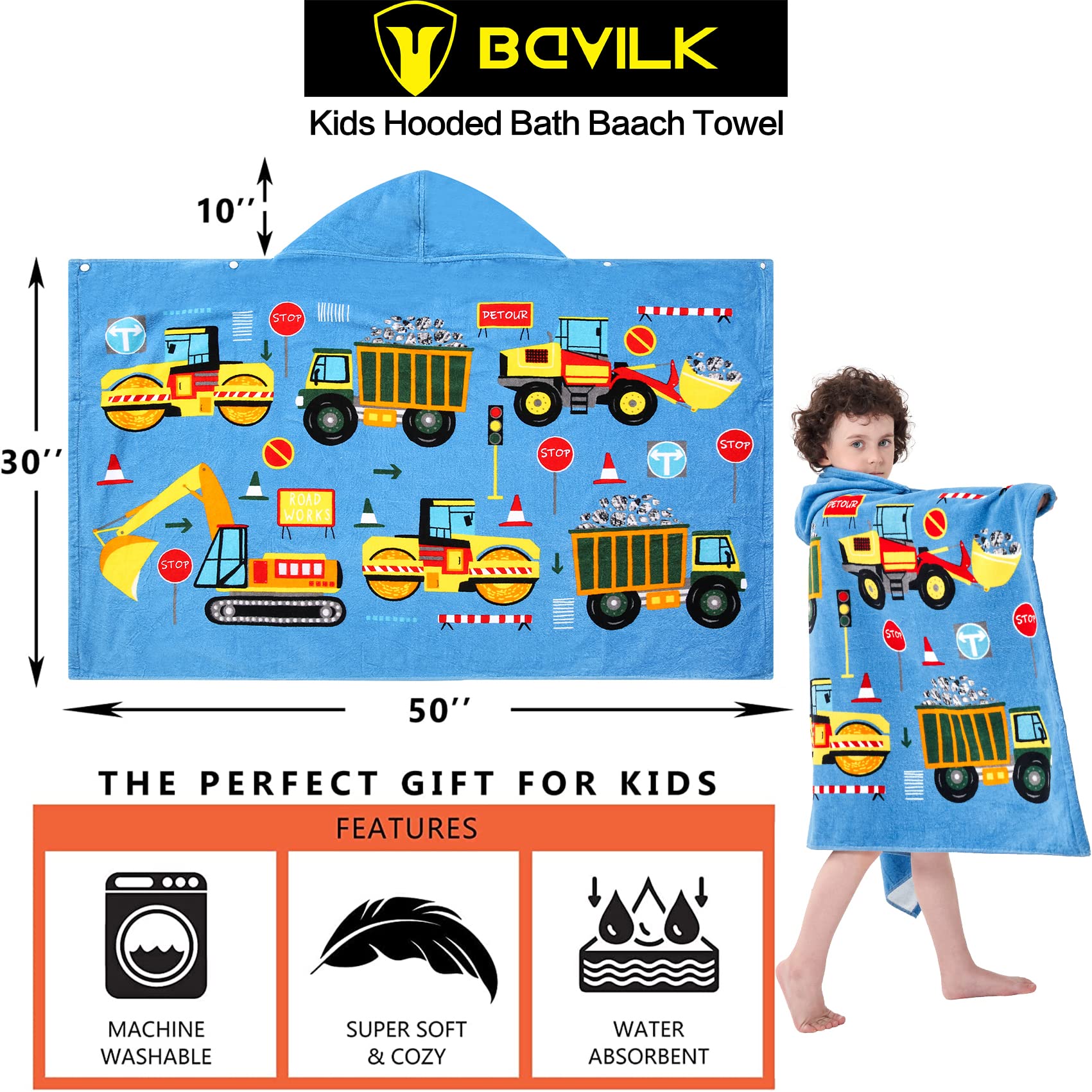 Bavilk kids hooded towel at pool offers ultra-absorbent comfort.