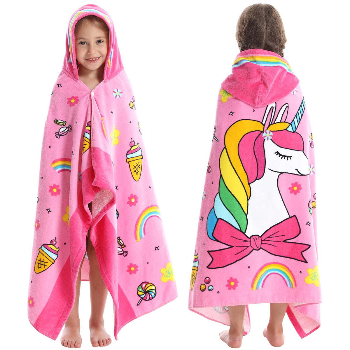 Bavilk kids hooded towel drying hair quickly with plush cotton.