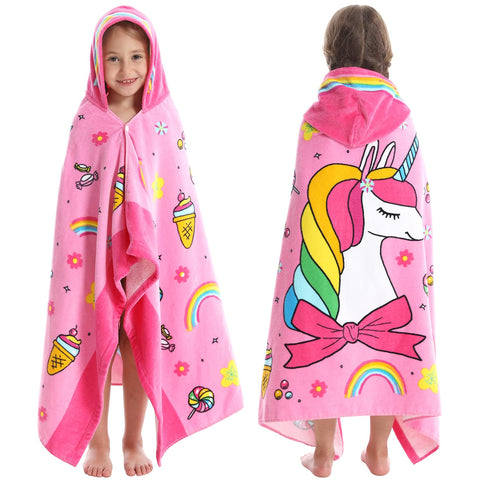 Bavilk kids hooded towel drying hair quickly with plush cotton.
