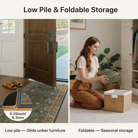 Bavni lightweight low-pile rug suitable for quick storage