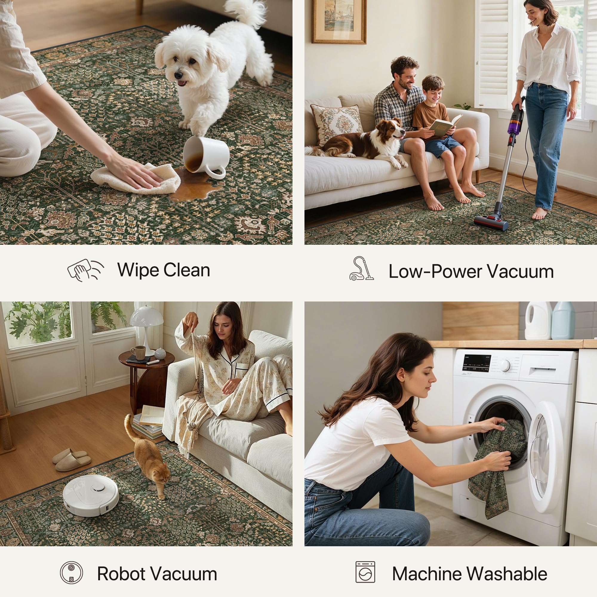 Bavni rug with non-slip backing to prevent movement