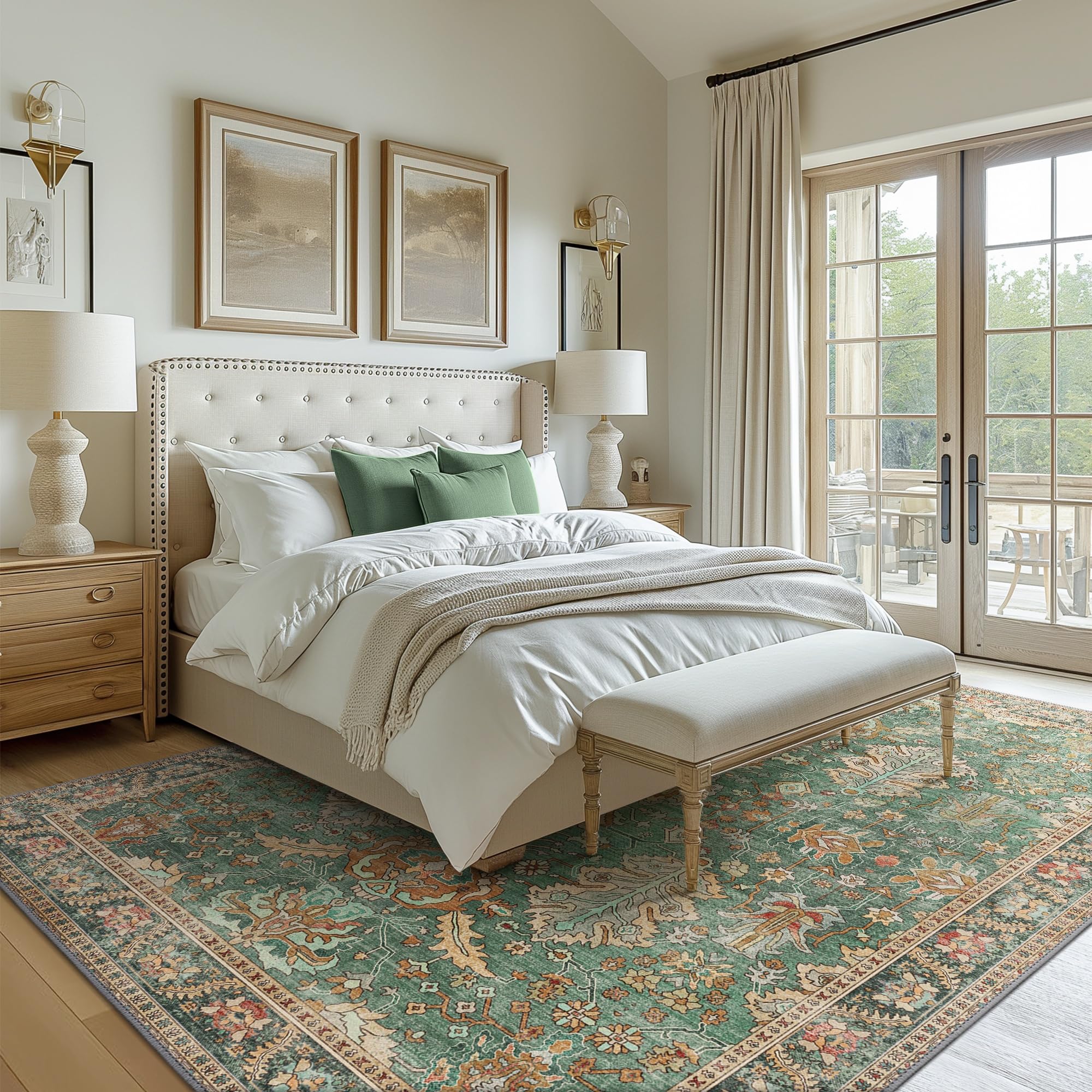 Bavni Washable 8x10 rug, ultra-thin design for simple room rearrangement.