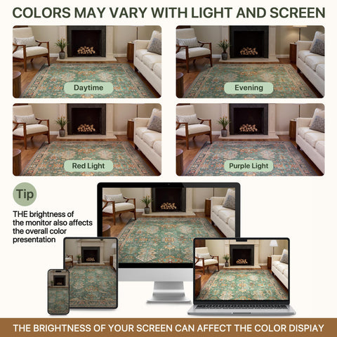 Bavni Washable 8x10 rug with non-slip backing on smooth floors.