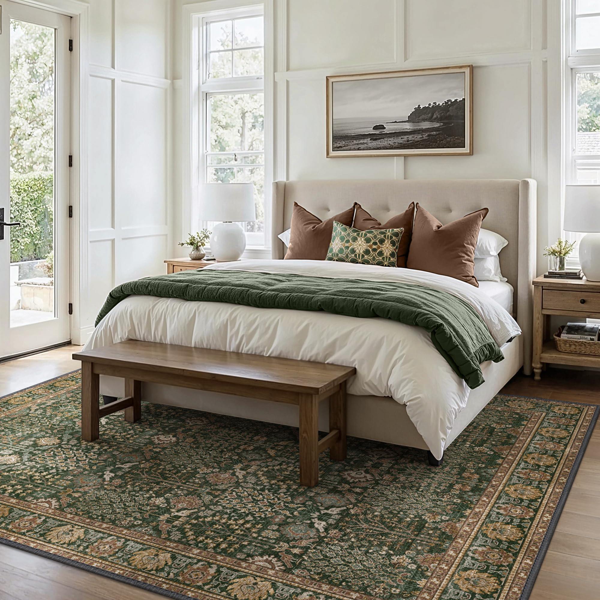 Bavni washable rug 8x10 durable edge construction resists wear over time