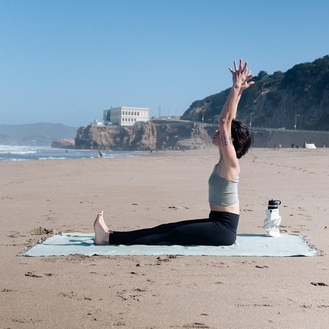 Bay Laurel multipurpose towel doubles as beach blanket and camping essential.