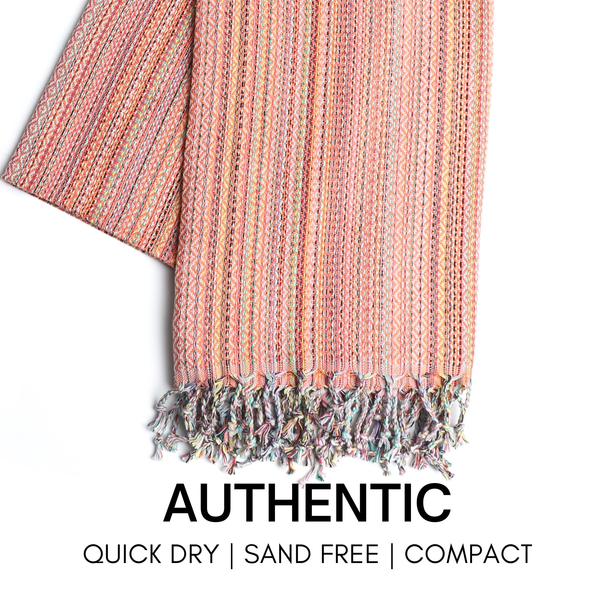 Bay Laurel quick-dry towel laid flat on sand for beach use