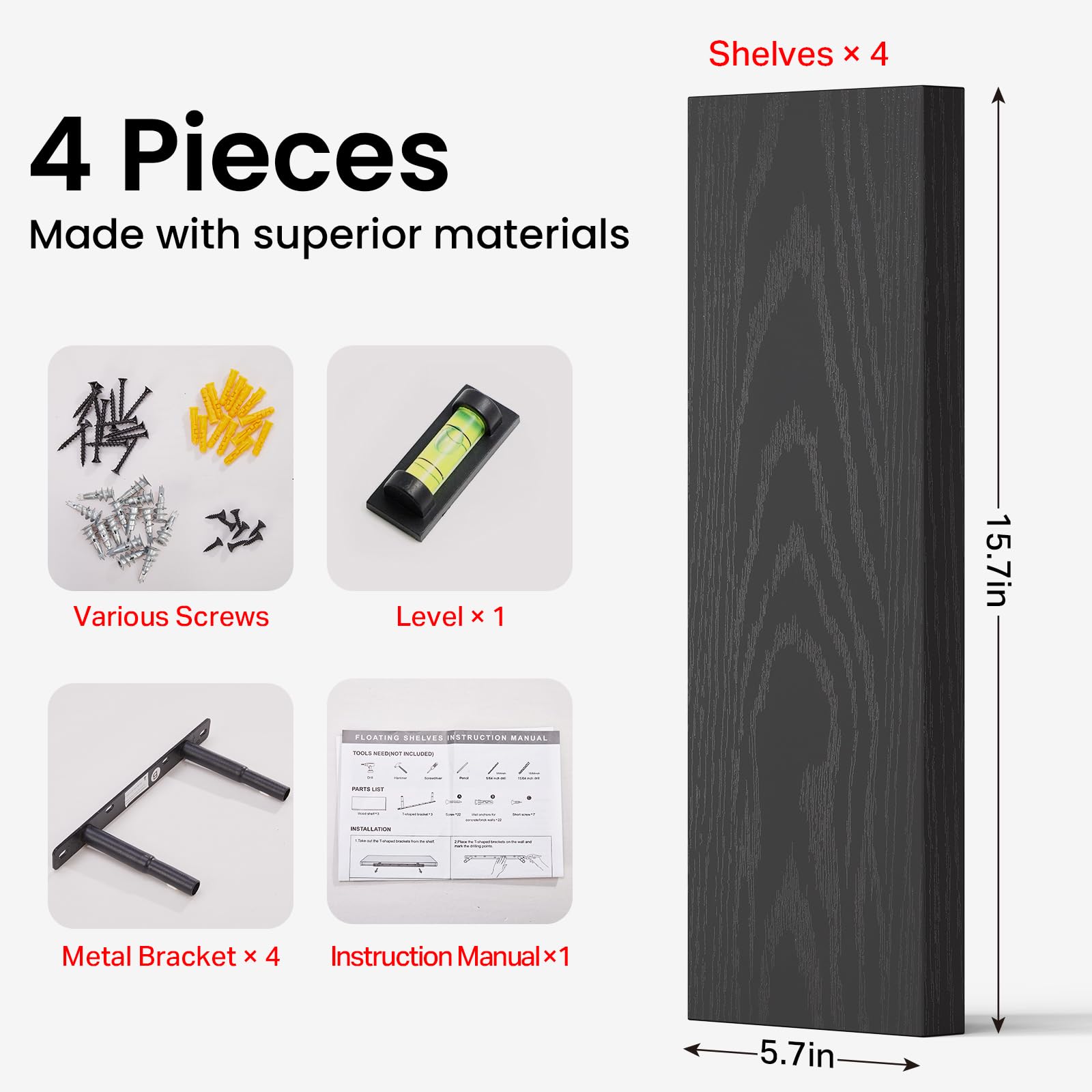 Bayka 22lbs capacity per shelf supports practical everyday items.