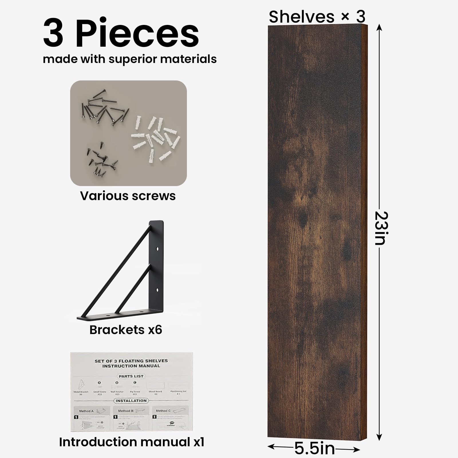 Bayka floating shelf display keepsakes in a living room setting.