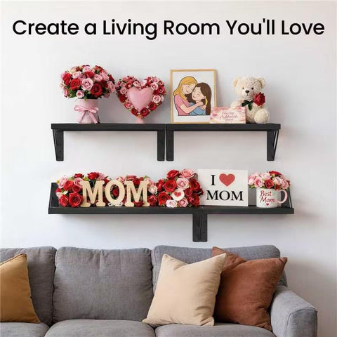 Bayka floating shelves wood finish for living room organization