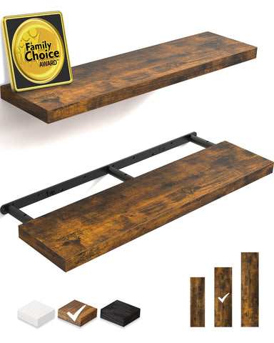 BAYKA floating shelves 36-inch long for display and storage in living rooms.
