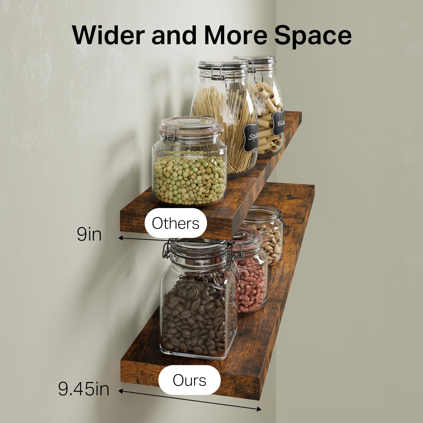 BAYKA living room storage shelves displaying collectibles and plants