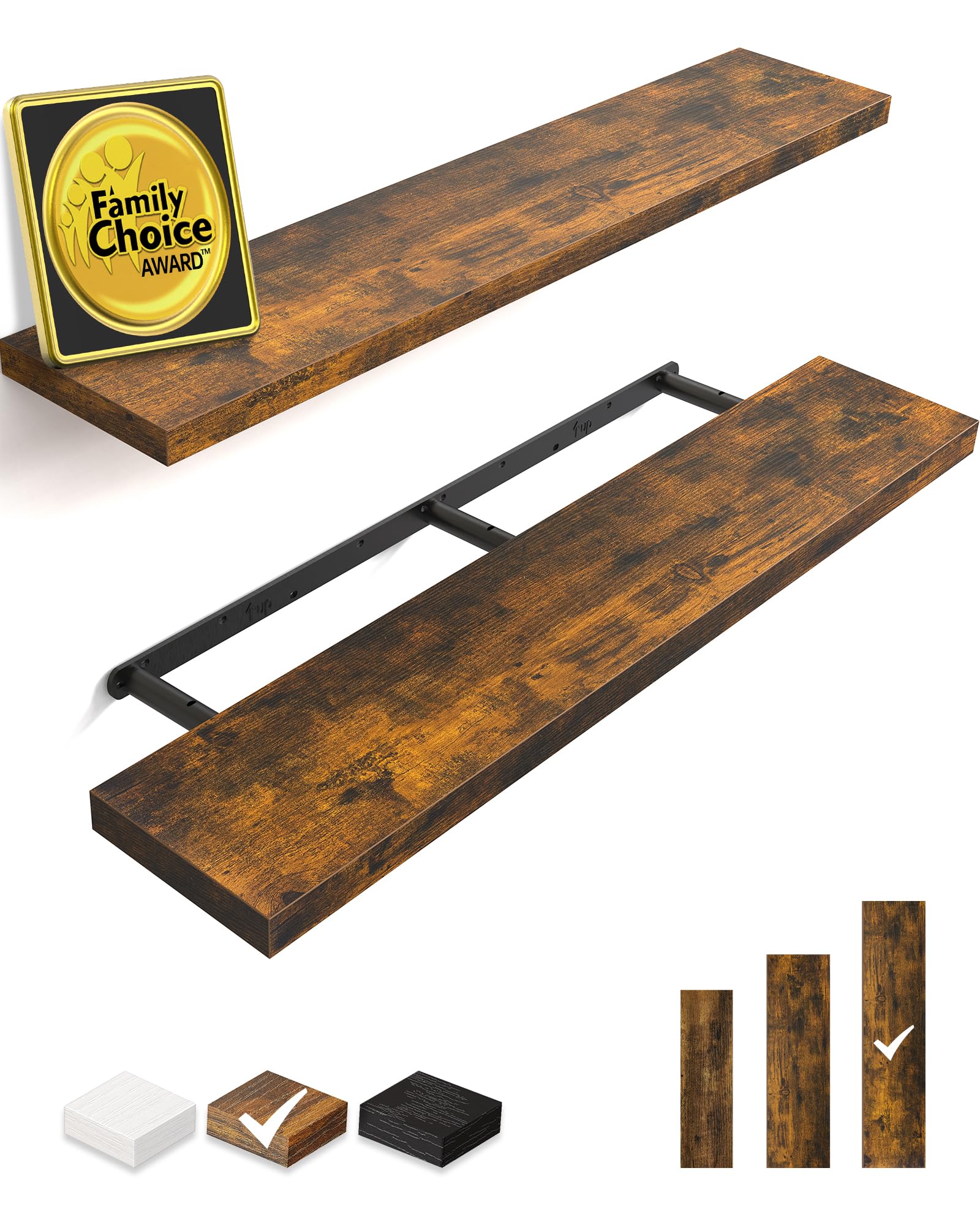 BAYKA floating shelves in rustic brown wall display for organized living space