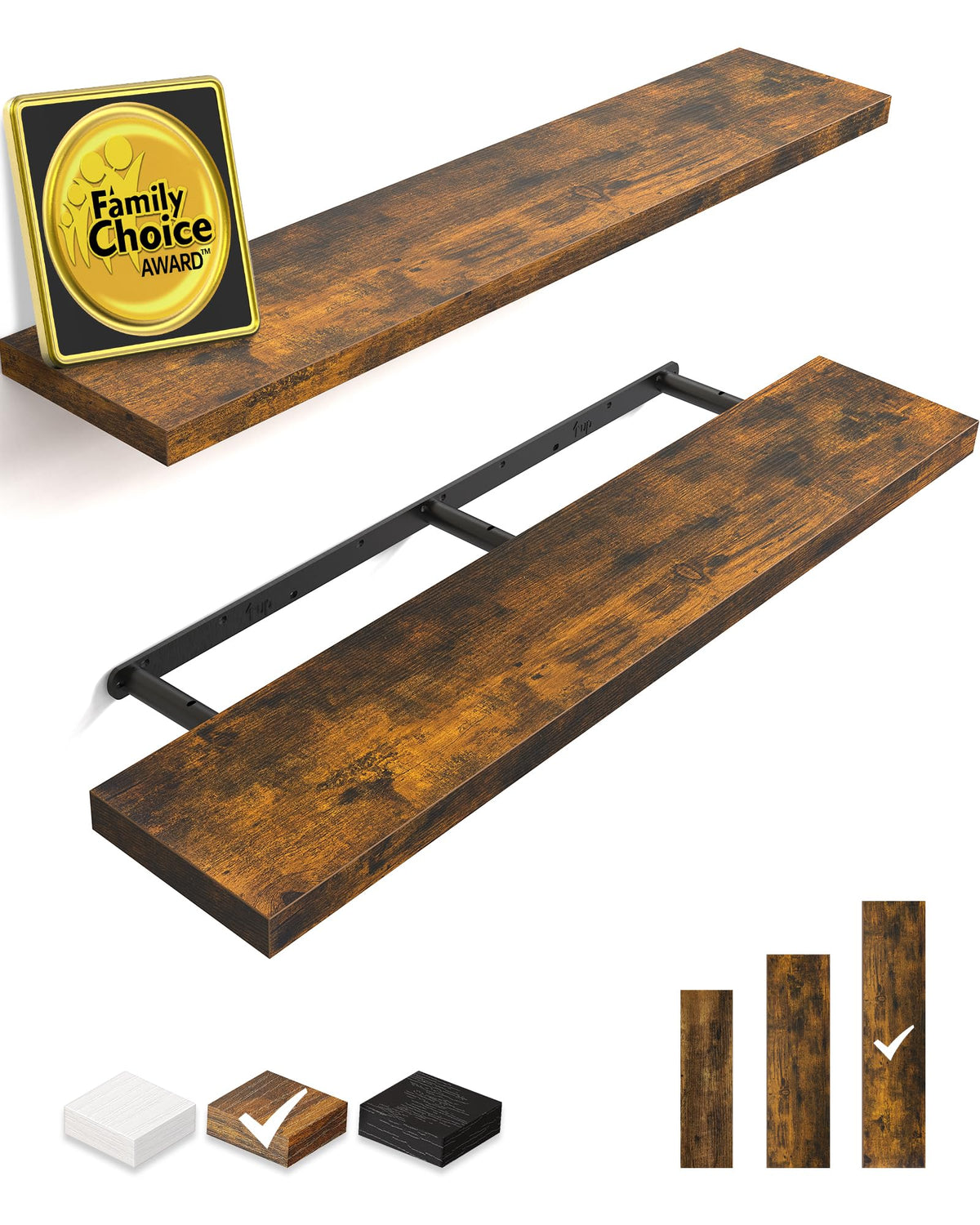 BAYKA floating shelves in rustic brown wall display for organized living space