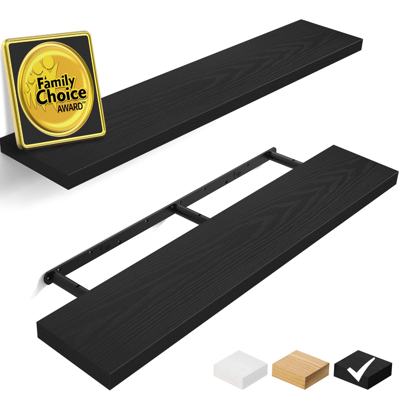 BayKA Floating Shelves 48-inch length installed in a modern living room for organized display.