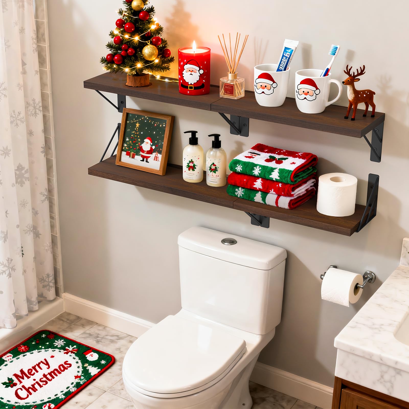 Bayka floating shelves bathroom-corner store toiletries in a compact, accessible corner