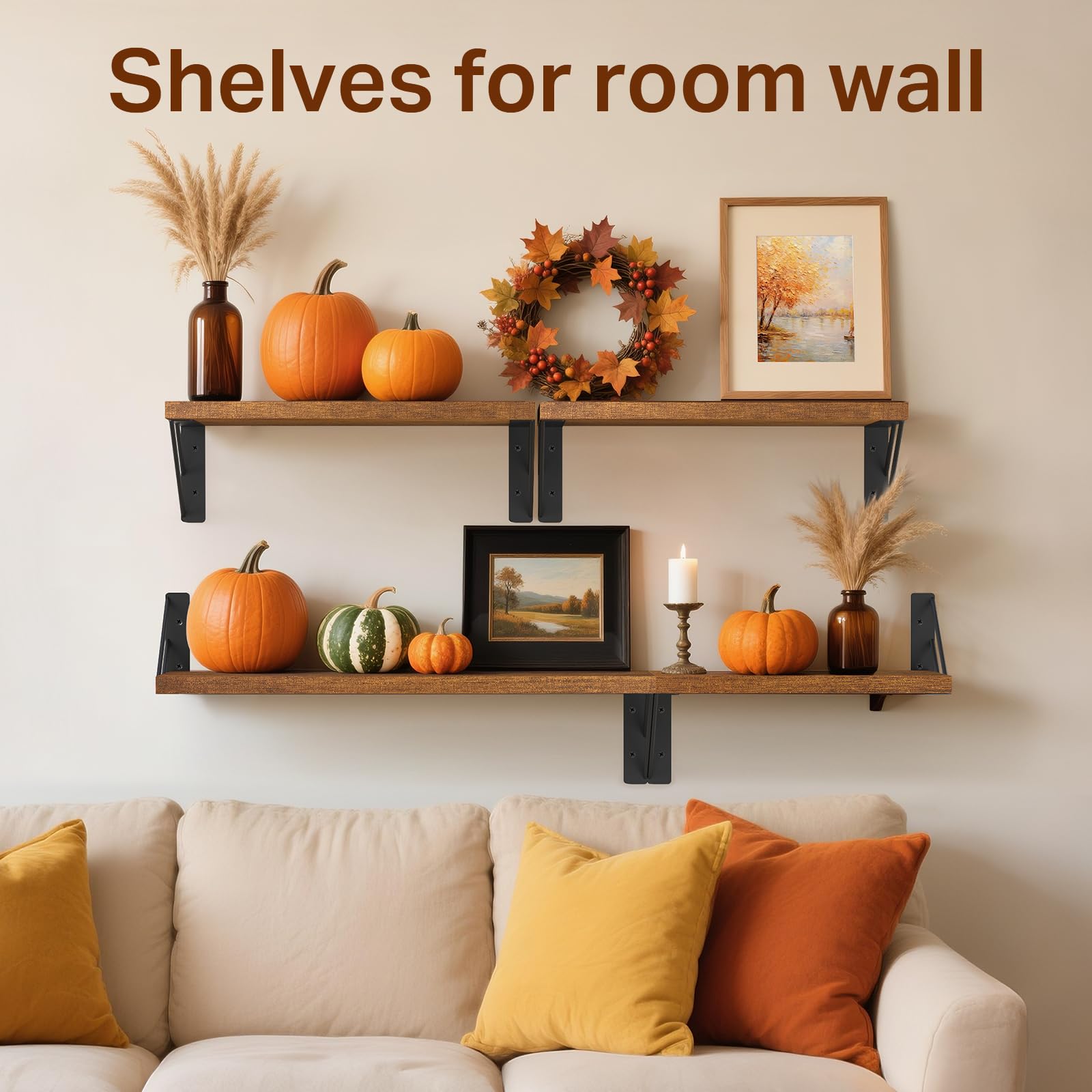 Bayka floating shelves bedroom-decor add warm natural texture to relaxing spaces
