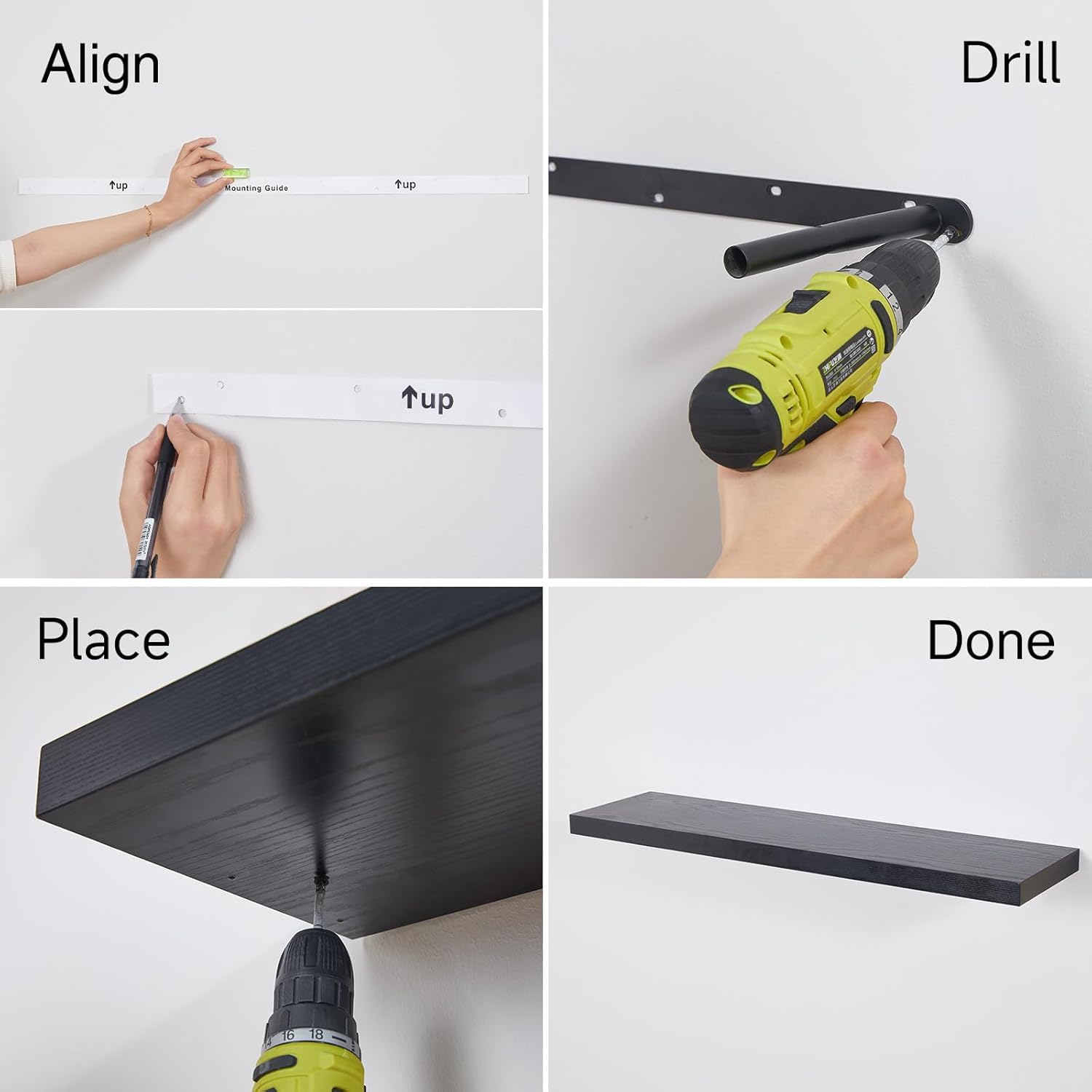 Bayka black finish shelf adds modern contrast in living room