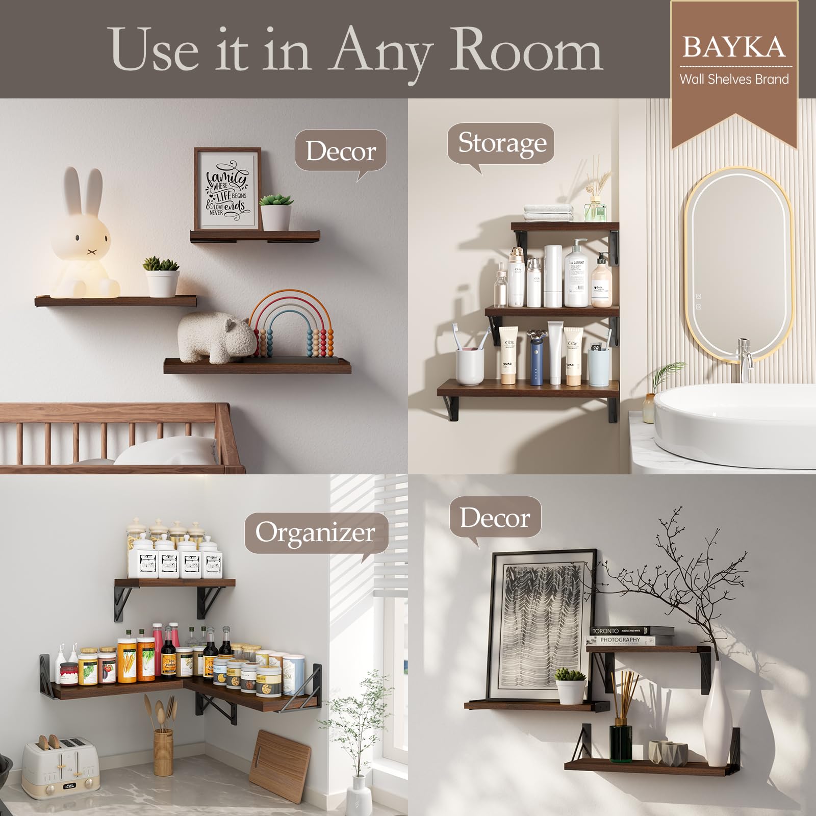 Bayka floating shelves desk-organization keep workspace tidy with easy reach items