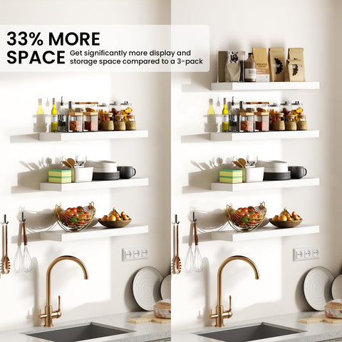Bayka floating shelves in kitchen storage arrangement