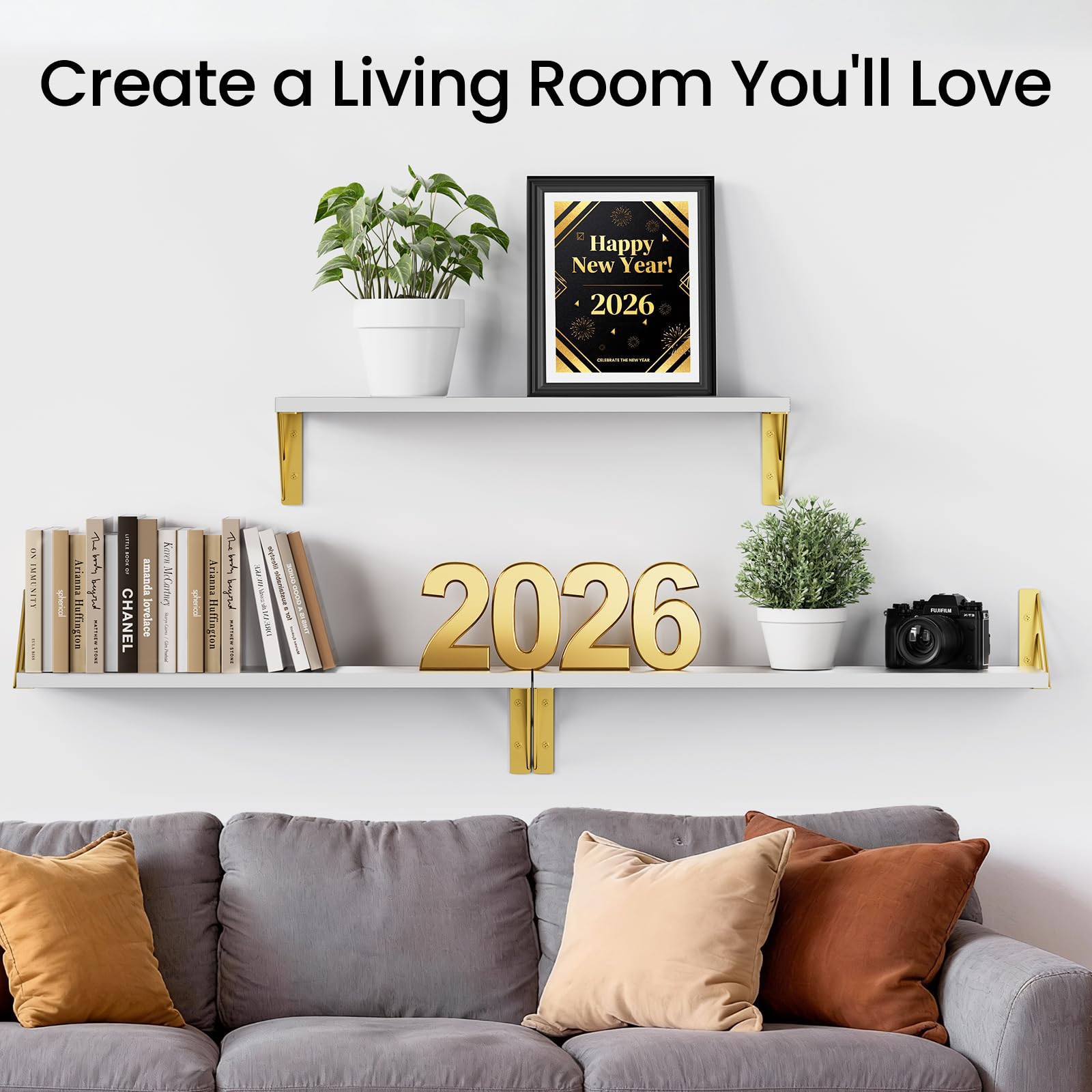 BAYKA floating shelves offering modern display space for books and decor.