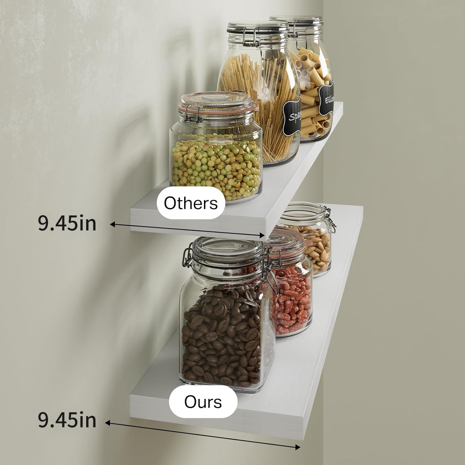BAYKA 36-inch length provides ample display for frames and plants.