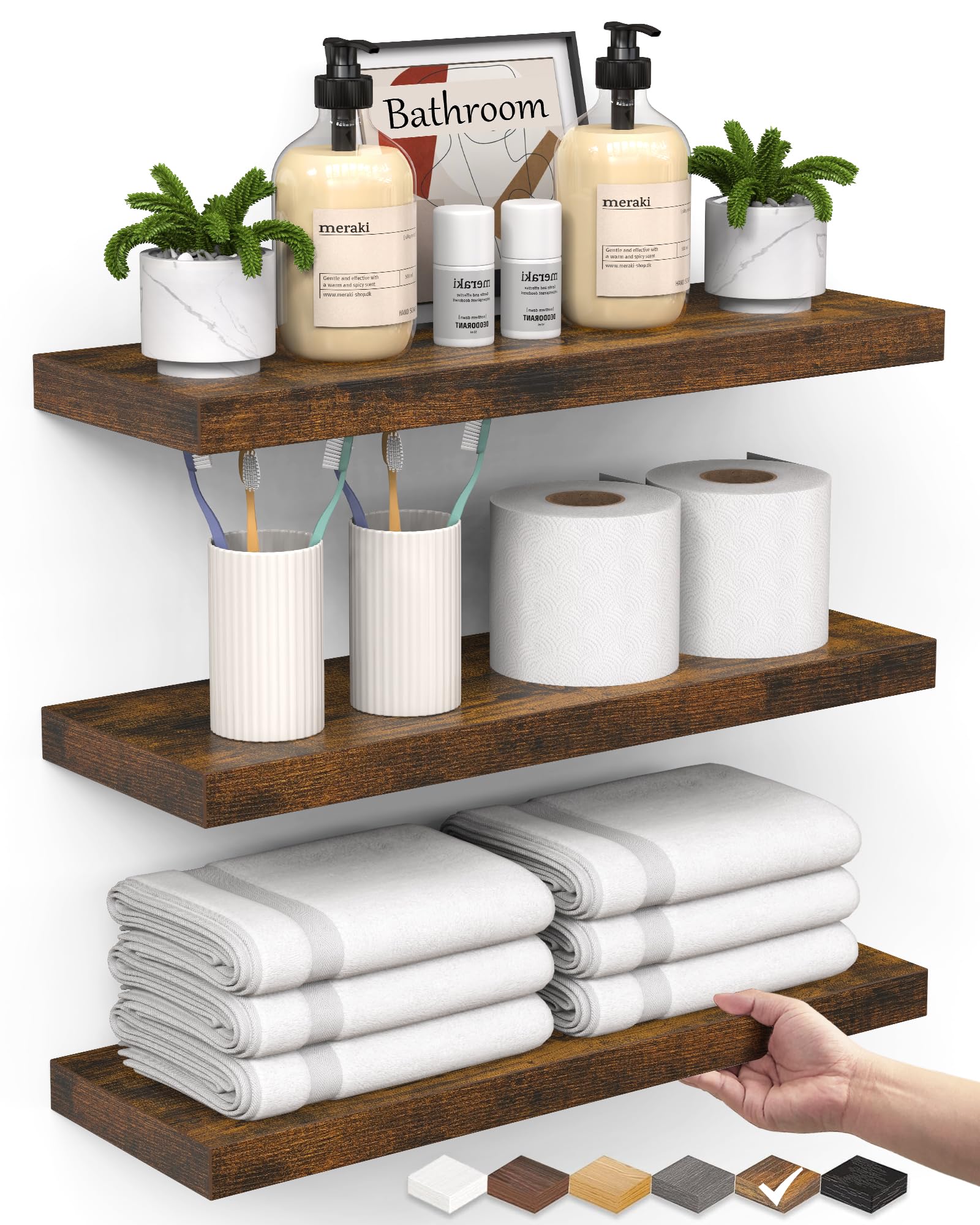 Bayka floating shelves over toilet set3 show sleek storage and clutter control