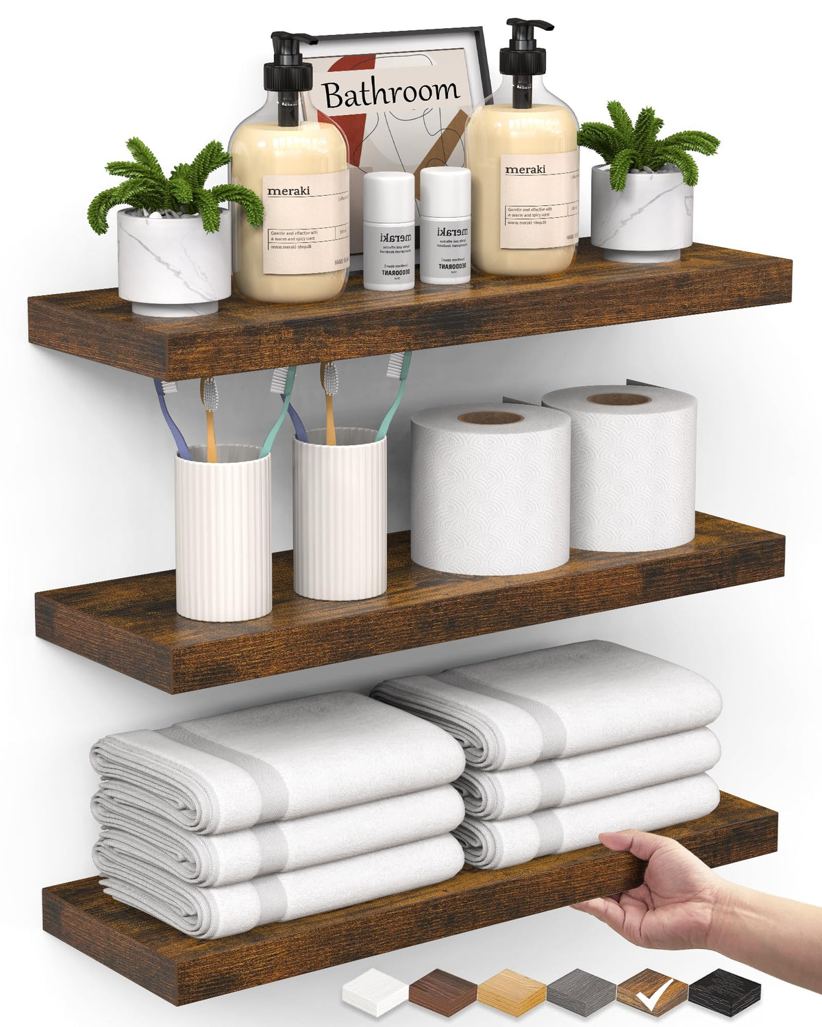 Bayka floating shelves over toilet set3 show sleek storage and clutter control