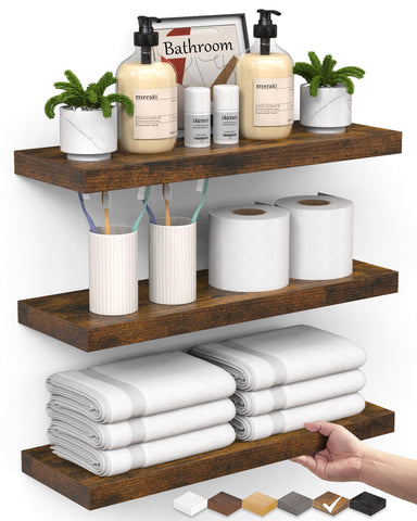 Bayka floating shelves over toilet set3 show sleek storage and clutter control