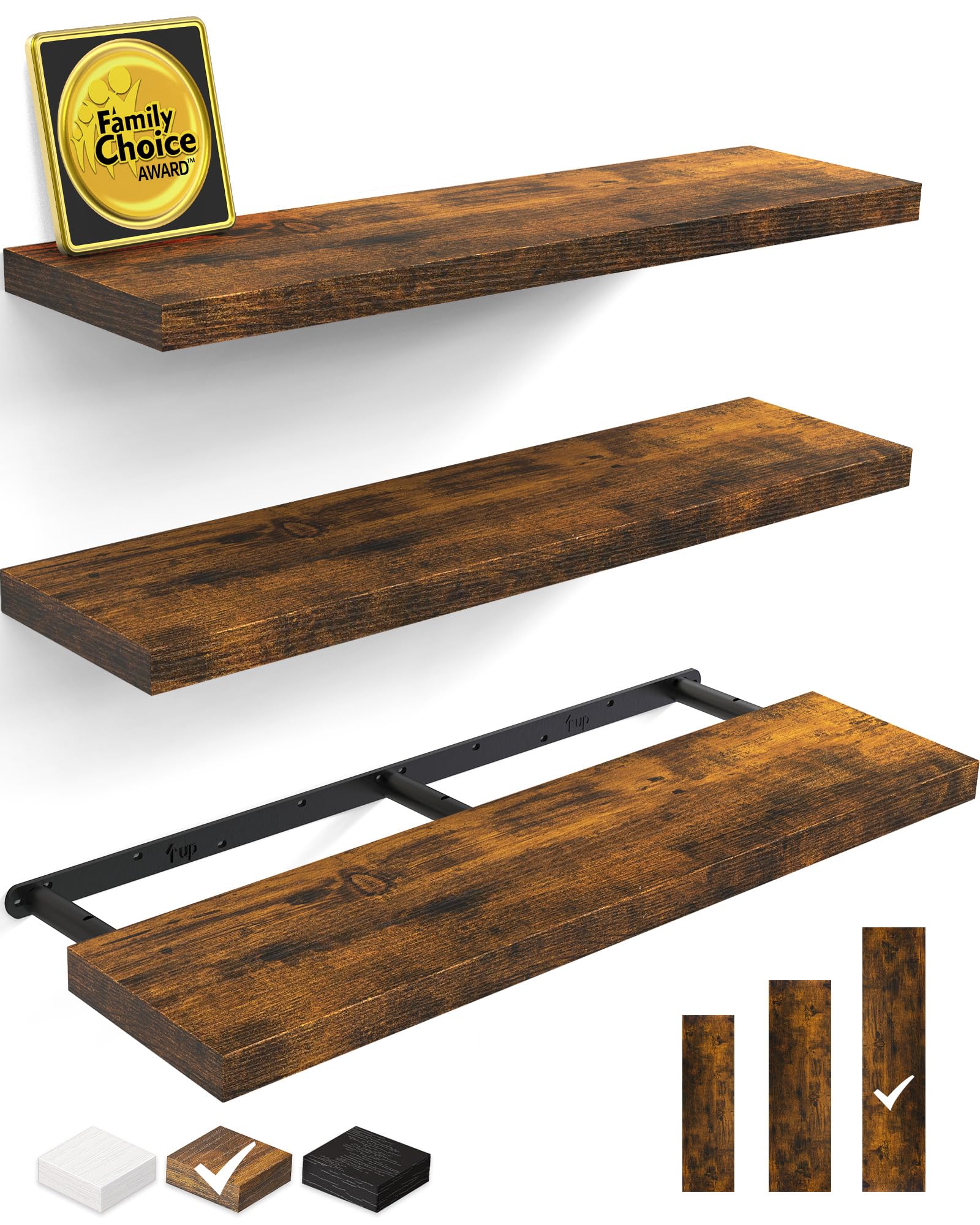 Bayka floating shelves mounted on wall for organized storage.