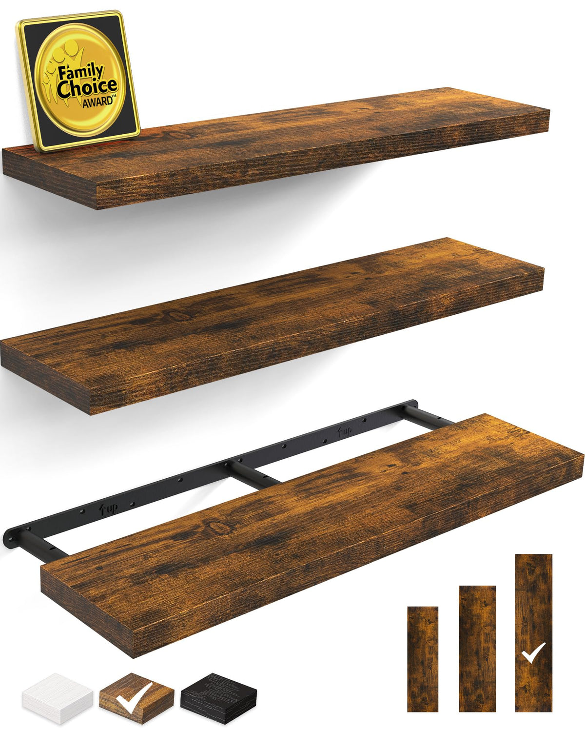 Bayka floating shelves mounted on wall for organized storage.