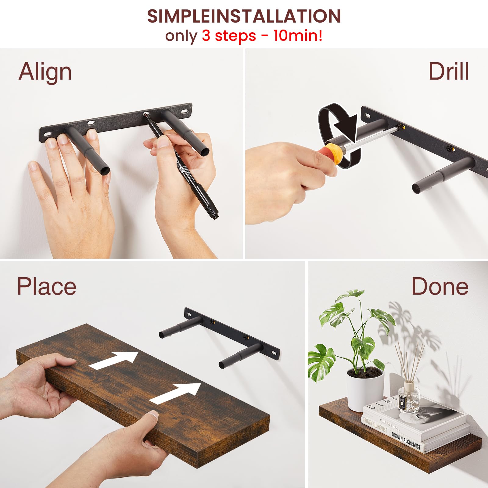 BAYKA floating shelves wall bathroom decor ready for toiletries.