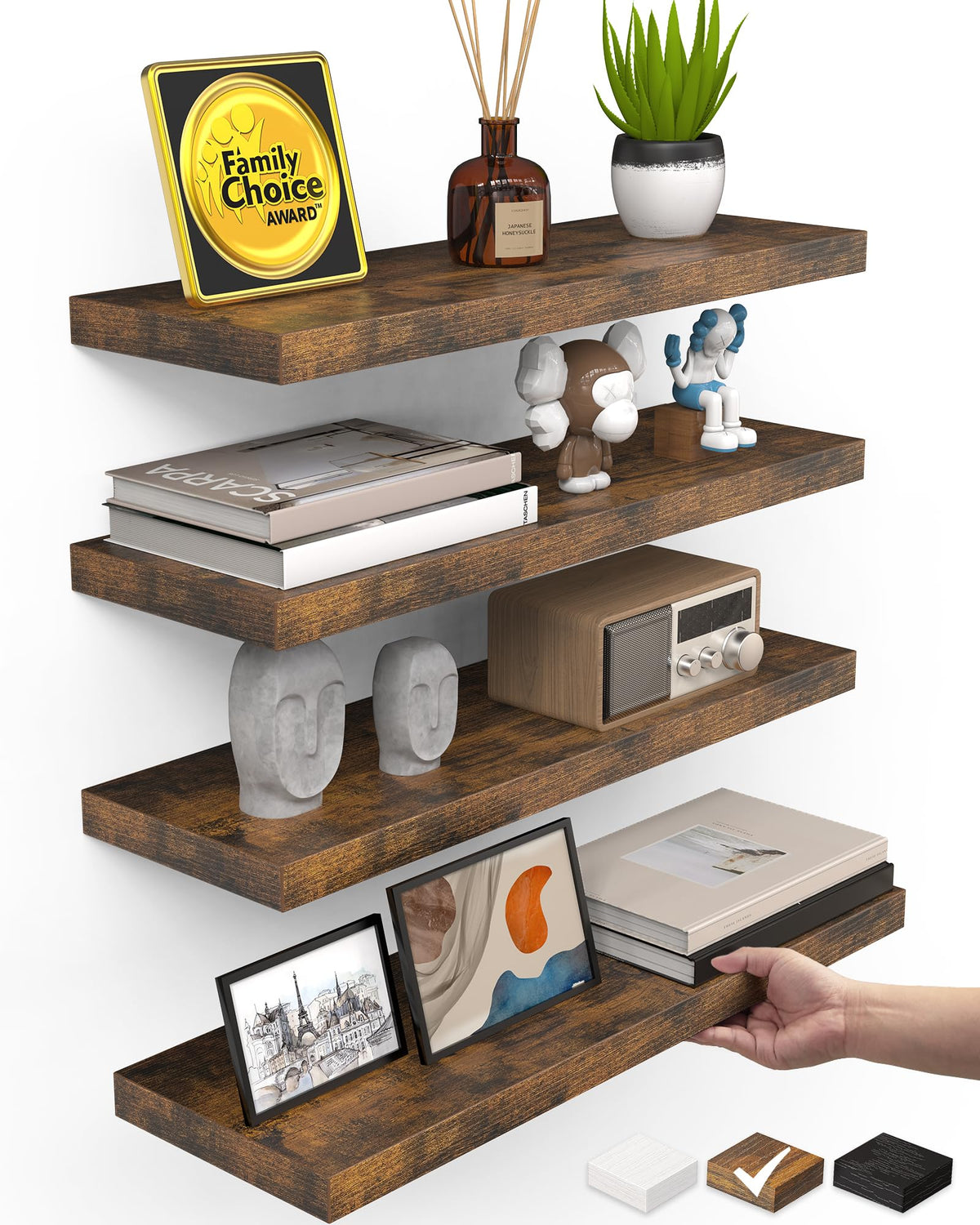 BAYKA floating shelves wall front view ideal for tidy storage and display.