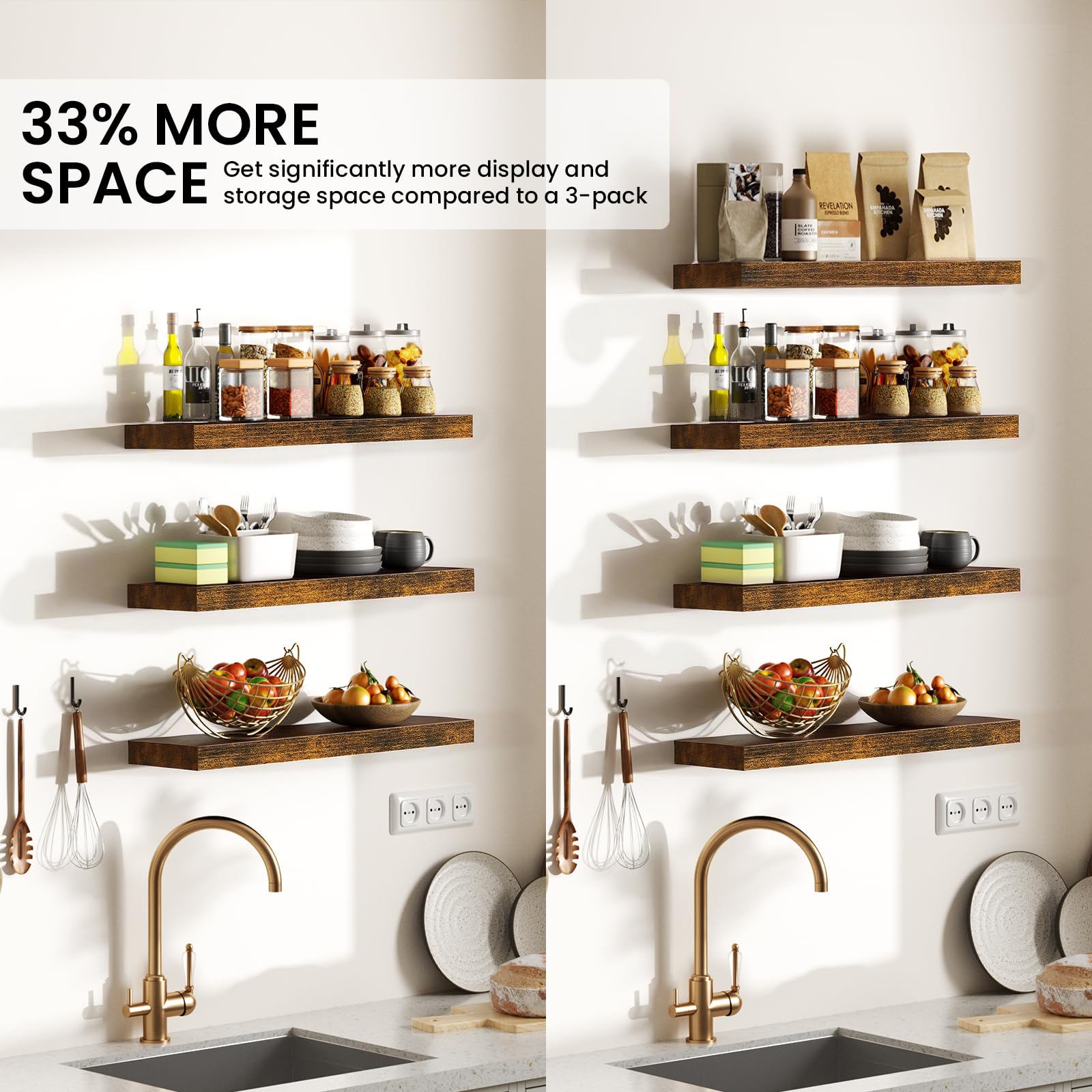 BAYKA floating shelves wall kitchen organizer suitable for essentials.