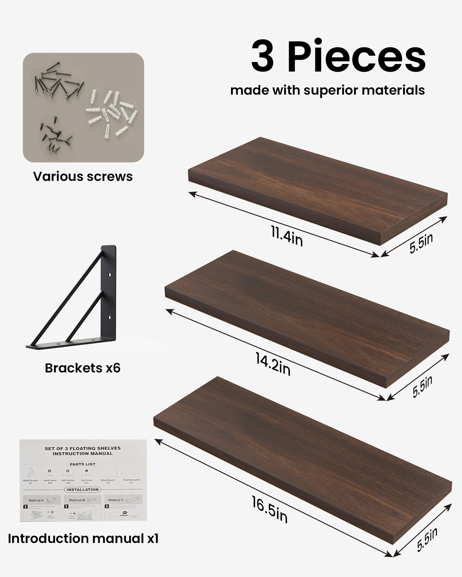 Bayka floating shelves wall-mounting-hardware ensures quick secure setup