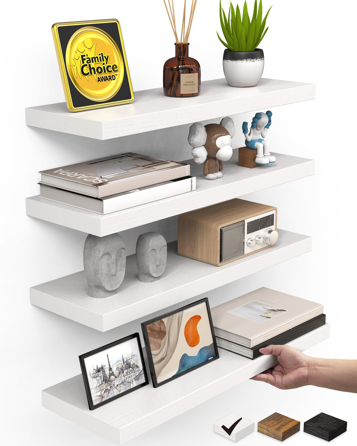 Bayka floating shelves white with invisible brackets for a clean wall display