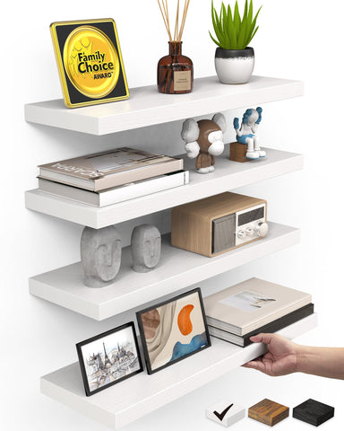 Bayka floating shelves white with invisible brackets for a clean wall display