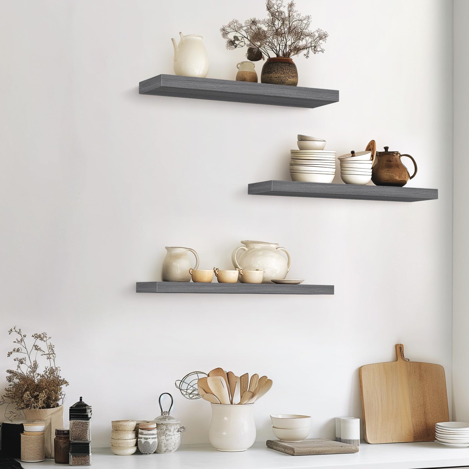 Care and durability of BAYKA grey floating shelves in everyday use