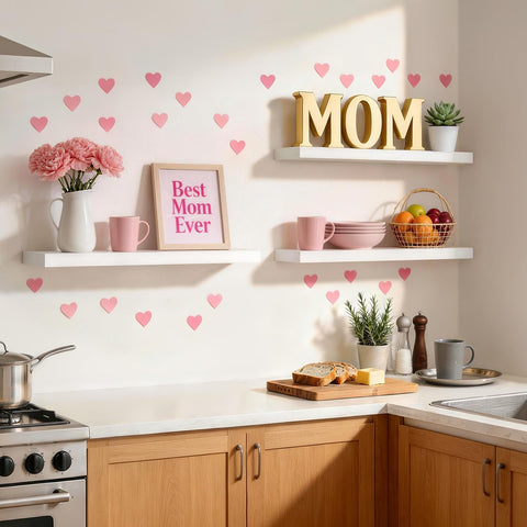 Bayka shelves with metal brackets offering durable support for books and decor.