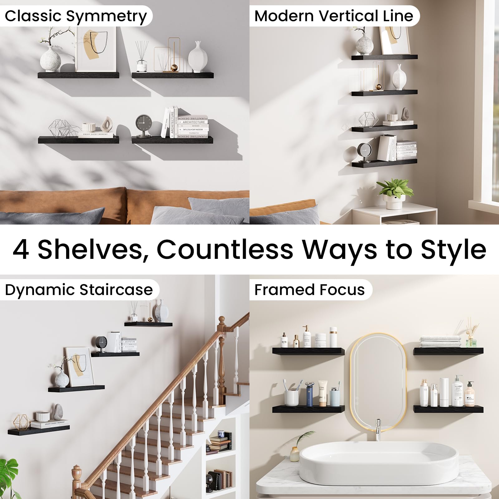 Bayka modern farmhouse style wall-mount complements TV or mirrors.