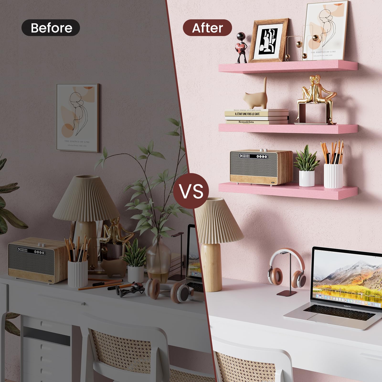 Bayka pink wood texture detail highlights engineered wood.