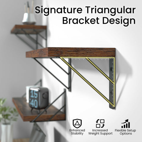 Bayka rustic brown shelves in a bedroom for storage and style.