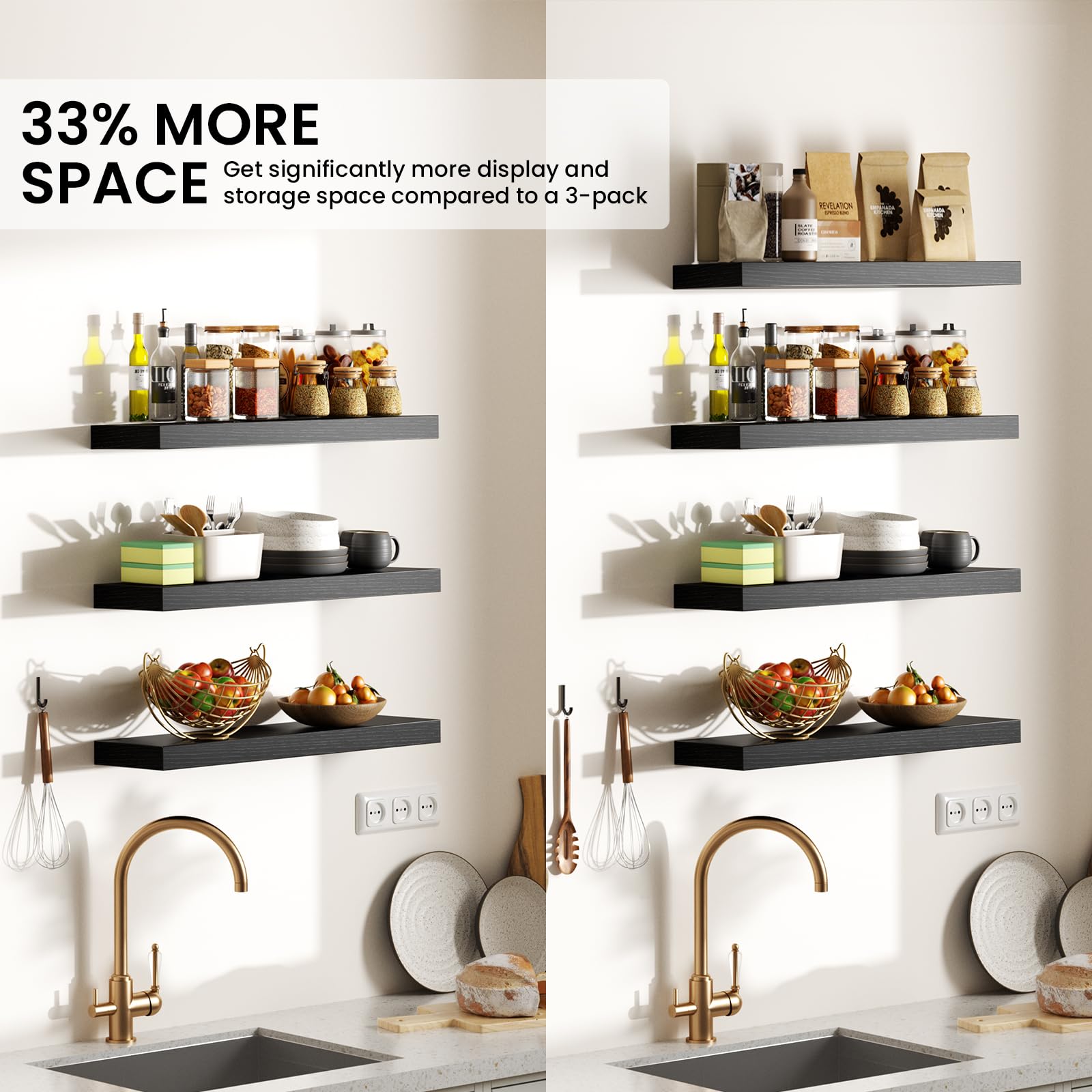 Bayka sleek floating design enhances minimalist or farmhouse interiors.