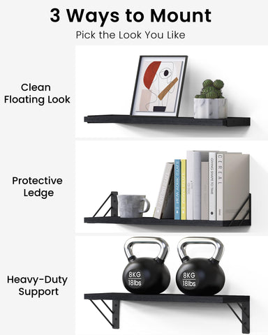 Bayka wall shelf with books and decor display setup