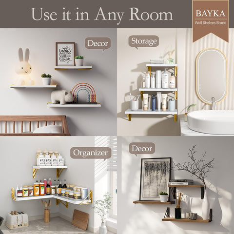 BAYKA wall shelves brackets closeup rustic metal, sturdy support and vintage appeal
